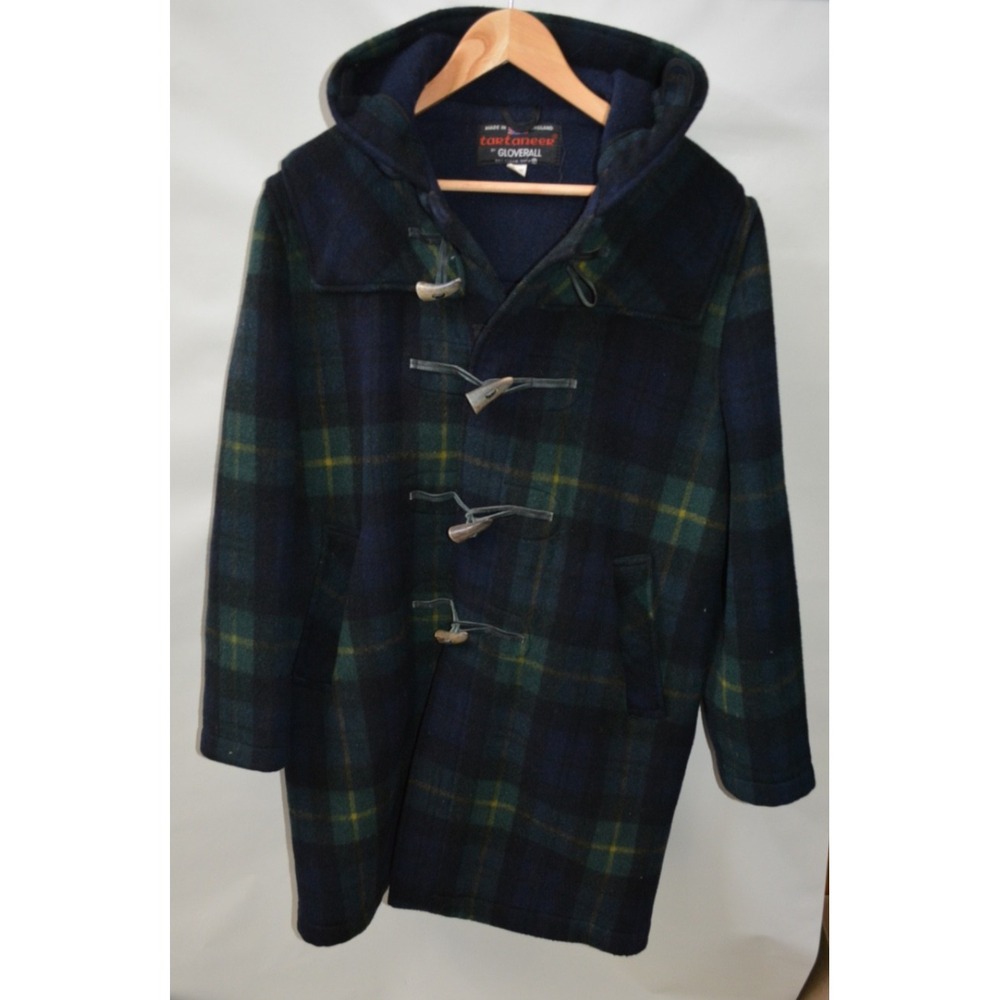 Vintage Gloverall Tartaneer Duffle Coat – Plaid Blue Green – Men's 40 – Hooded - Picture 1 of 5